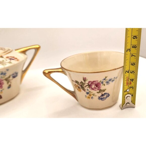 Vtg Limoges France Lidded Sugar, Creamer, 2 Cups Haviland, Charles Field Rosario - Picture 6 of 16
